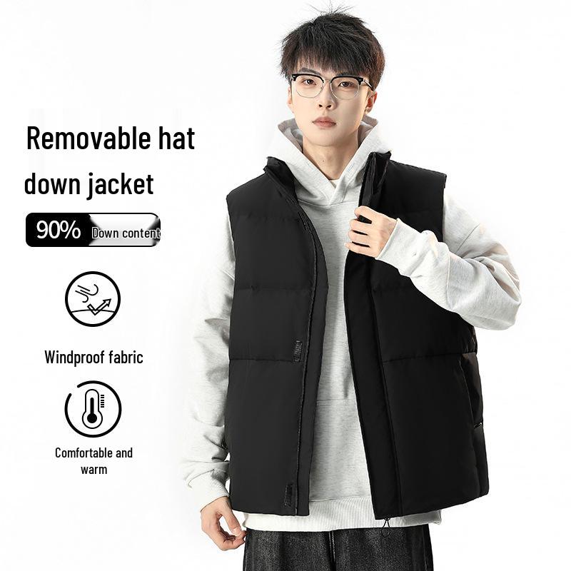 

Men s 2025 Winter Down Vest: Thick Warm Sleeveless Jacket with Stand Collar 4XL червоний