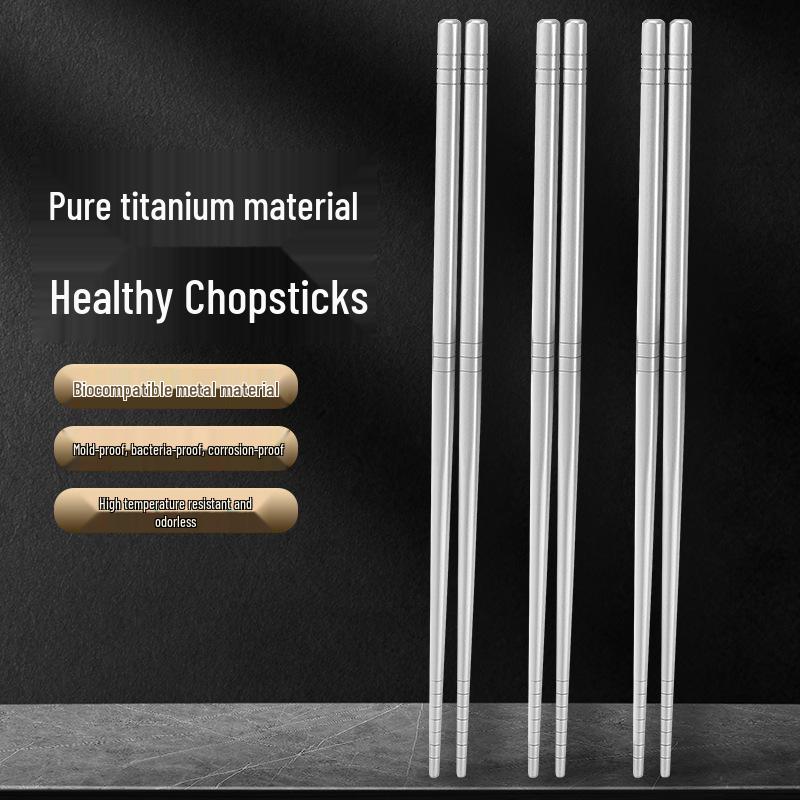 High-End Pure Titanium Chopsticks: Anti-Mildew, Non-Slip, Odorless, Heat-Resistant, Portable Chinese Tableware, Perfect for Home or Gift Use.