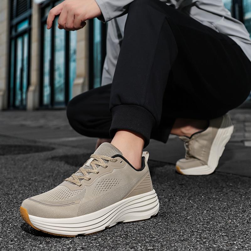 Fashionable Men's Sports Running Shoes, Mesh Breathable Spring Marathon Thick Soled Running Shoes, Sizes 39-48