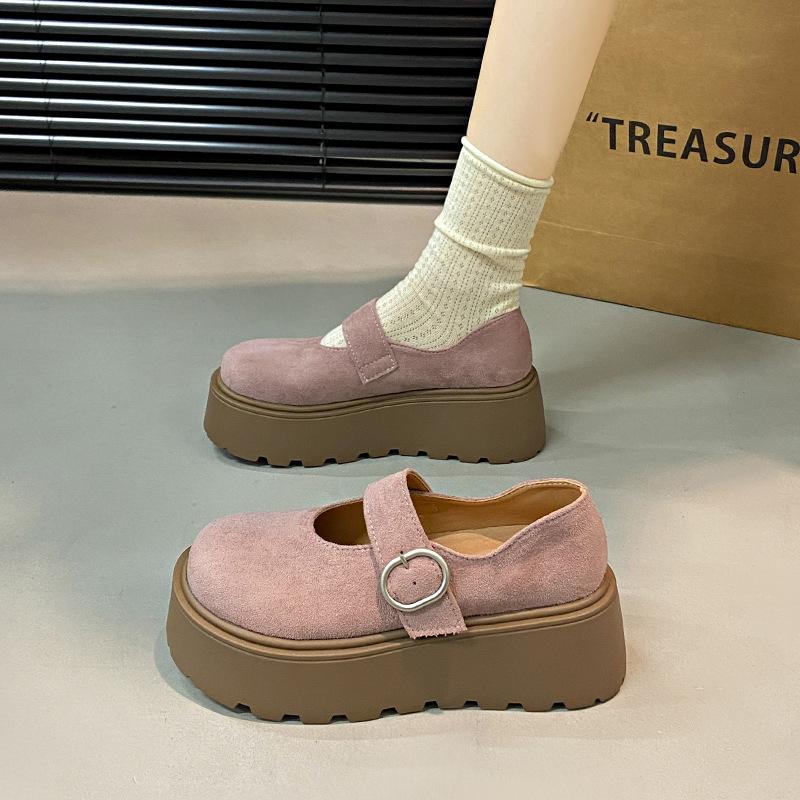 Insole Height-increasing Shoes Women's High Heels Thick-soled Shallow-mouthed Single Shoes Versatile Small Leather Shoes