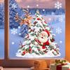 Waterproof PVC Christmas Ornaments Xmas Tree Santa Window Sticker, Static Cling Snowy Elk Decal Decal, Removable for Glass Doors Windows Claus Pattern