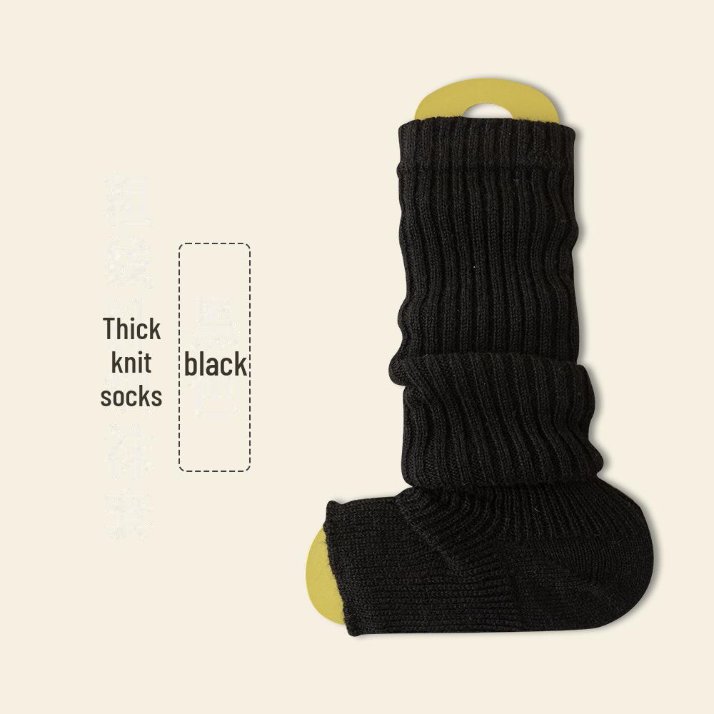 

Women s Calf Mid-Tube Japanese JK Maillard Pile Socks - Spring & Autumn Thick Needle One Size чёрный