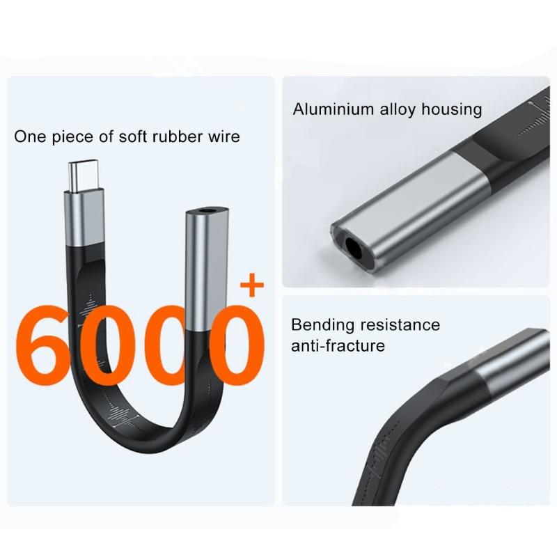 Upgrades Type C To 3.5mm Earphone Adapter Robusts Designs Type C To 3.5mm Headset Connector Enhances Sound Experience