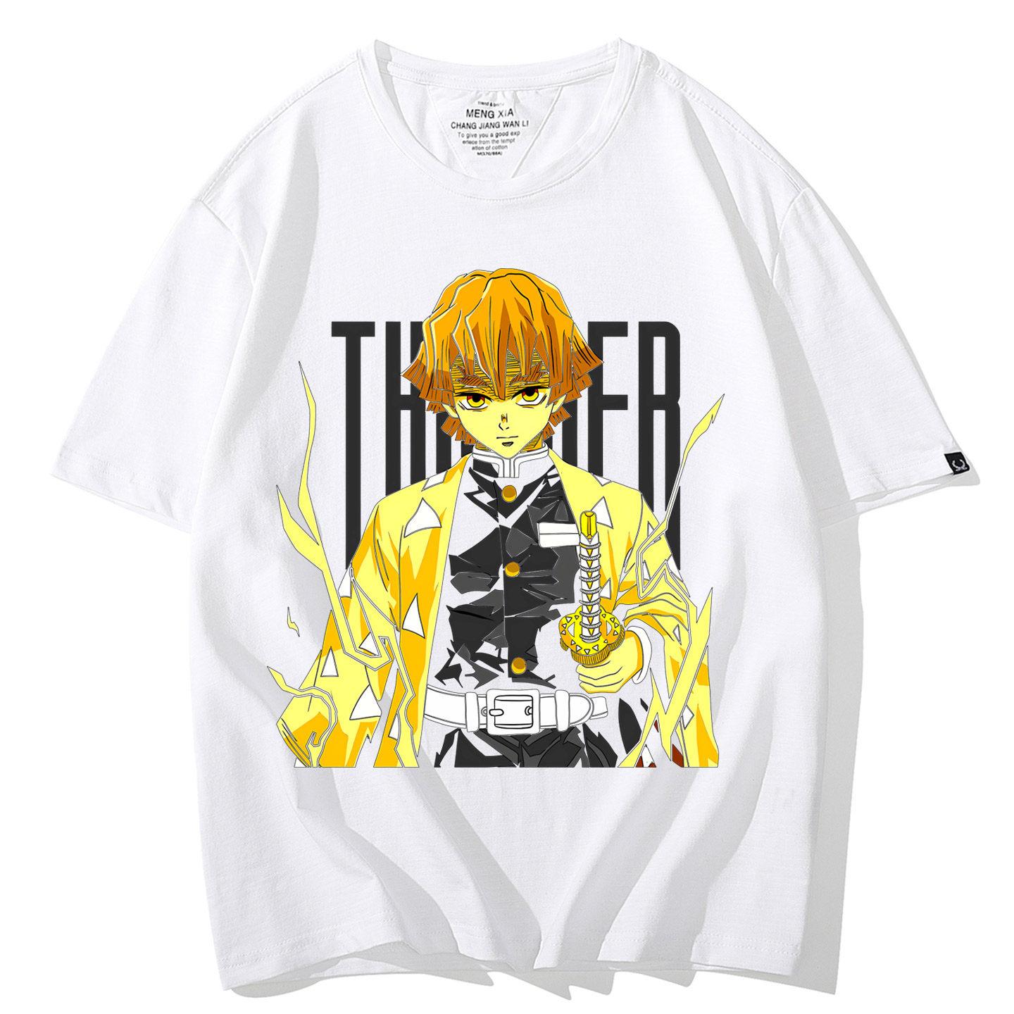 ZX Japanese Ghost Slayer Anime Printed Short Sleeved Tshirt Worm Pillar Mens and Womens Short Sleeved Clothes Summer Anime 4XL