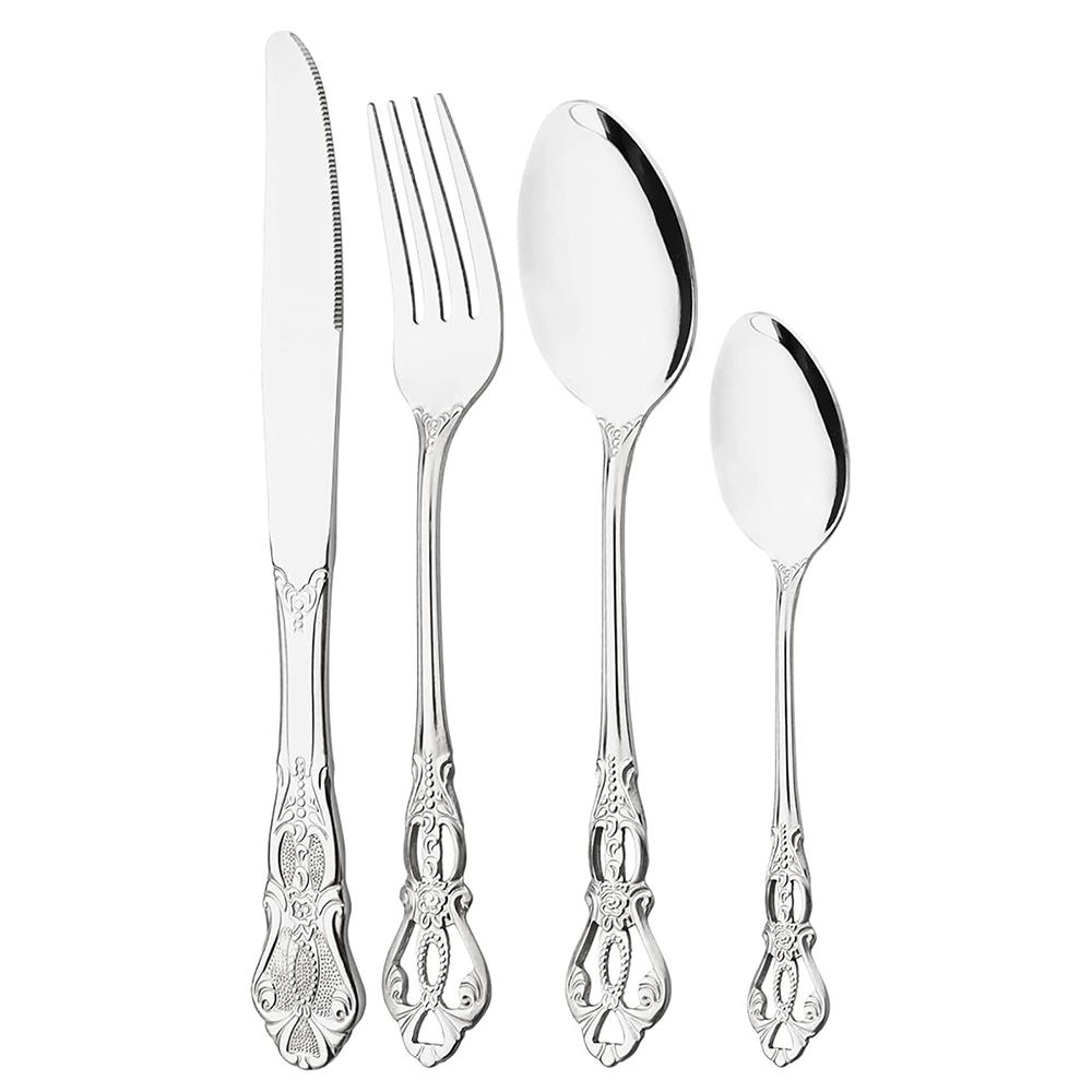 4-teiliges Luxus Royal Besteckset, Edelstahl Besteckset Service für 1, Spülmaschinenfest