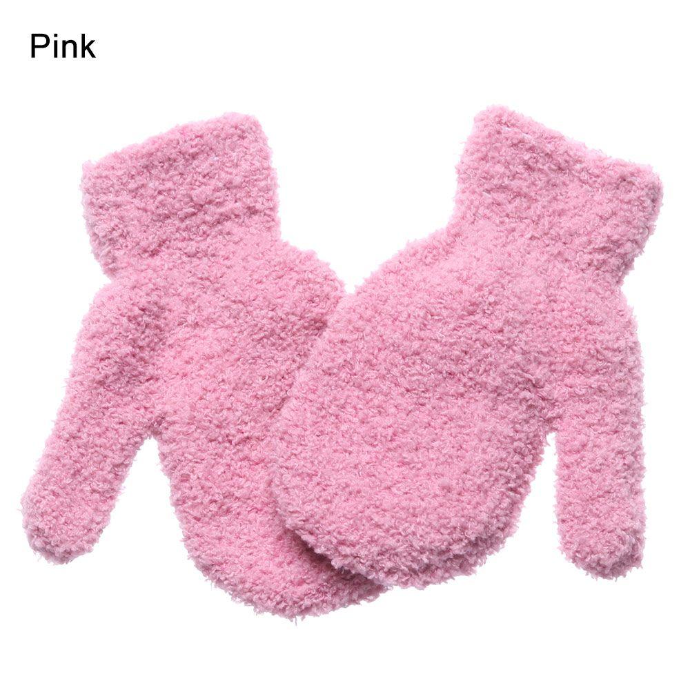 

Winter Boys Girls Soft Warm Lovely Cartoon Coral Plush Mittens Full Fingers Kids Gloves Candy Color