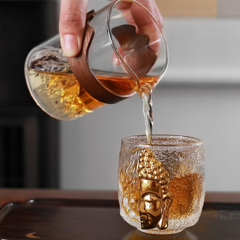Set da Tè Master Cup Vetro di Cristallo Lussuoso Tazza Buddha Un Pensiero Tazza per la Casa Set da Tè Cucina Ristorante Bar Giardino di Casa