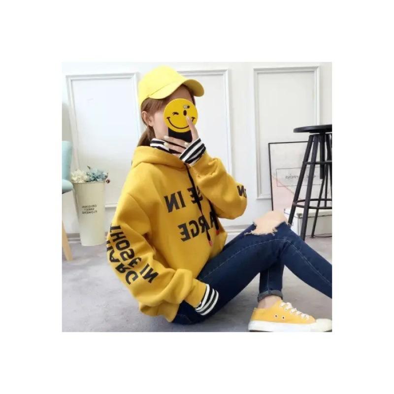 Herbst- und Winter-Sweatshirts für Damen Koreanischer Stil Samt Verdickt Studenten-Harajuku-Stil Locker Dünn Trendige Jacke