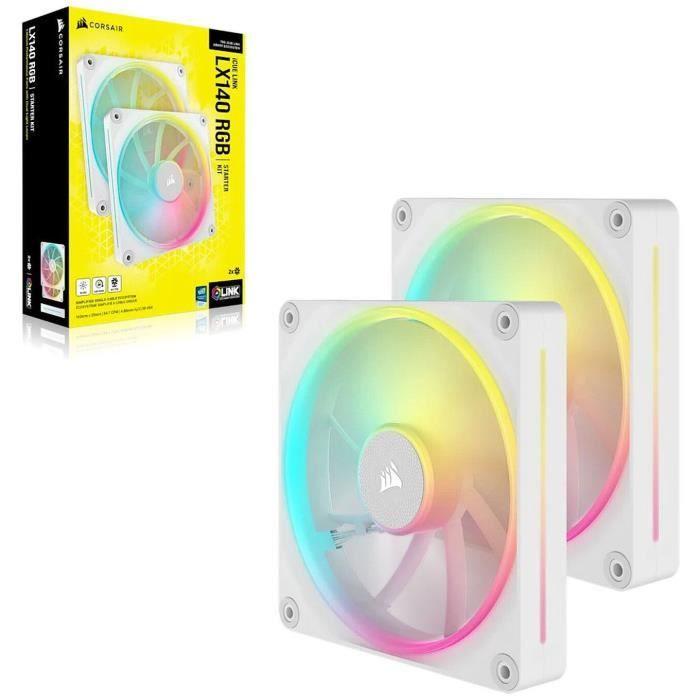 Refroidissement PC - CORSAIR - CO-9051032-WW - Kit De Démarrage Ventilateurs iCUE LINK LX140 RGB White Dual Fan