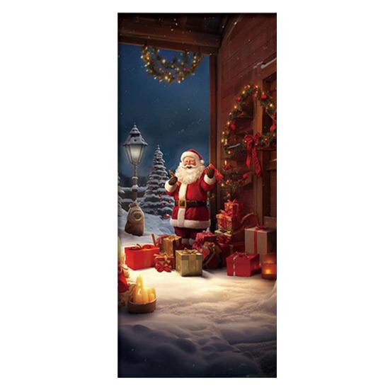 Christmas Door Cover Cute Reindeer Front Door Cover 35x82in Porch Welcome Sign Banner for Winter Holiday Party Photo Backdrop Decor