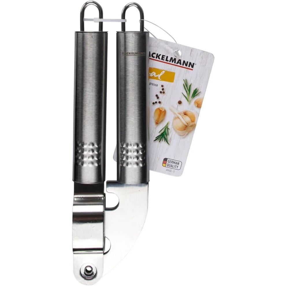 Stainless Steel Garlic Press 18 x 5.2 cm, Durable Silver Garlic Mincer, Easy Grip, Kitchen Tool, 19 x 5.5 x 3 cm