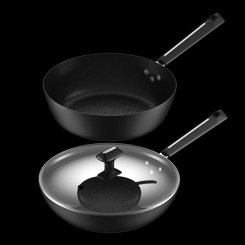 DStt Gehammerter Feineisen Wok & Bratpfannen Set