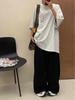 Da7 Women's Korean Style High Waist Wide-Leg Pants - Plus Size, Spring Casual, with Drawstring, Loose Fit.