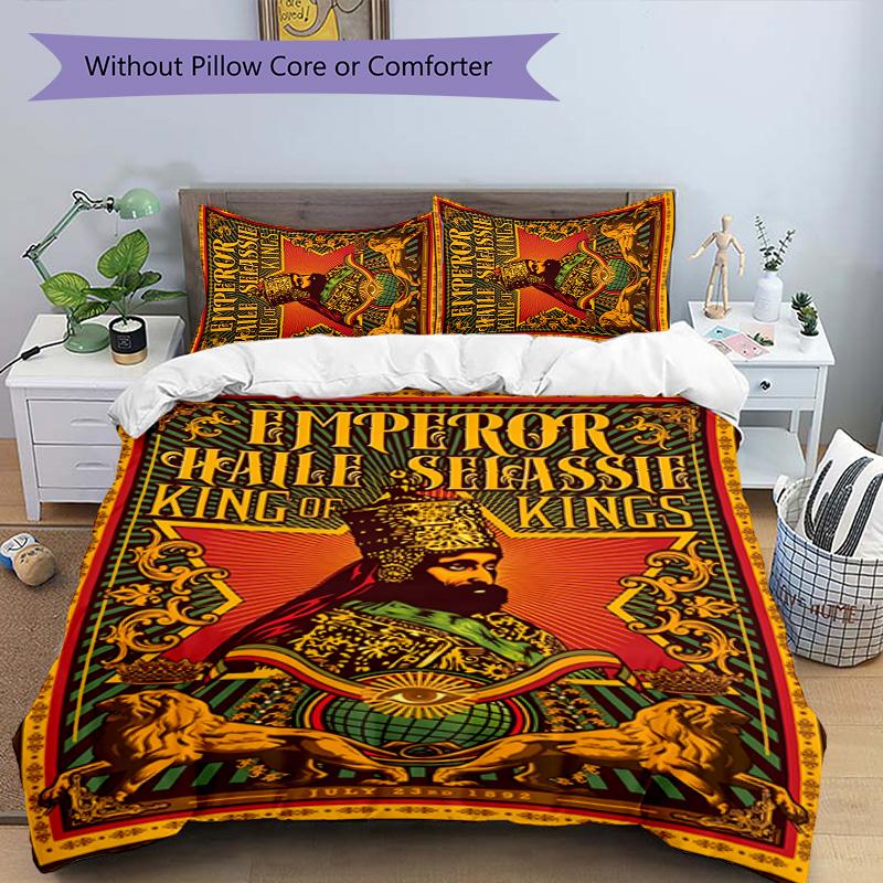 Rastafari Lion of Judah 3pcs Bedding Set Duvet Cover Closure Includes 1 Duvet Cover & 2 Pillowcases for All Seasons Bedroom Home Dorm Decor