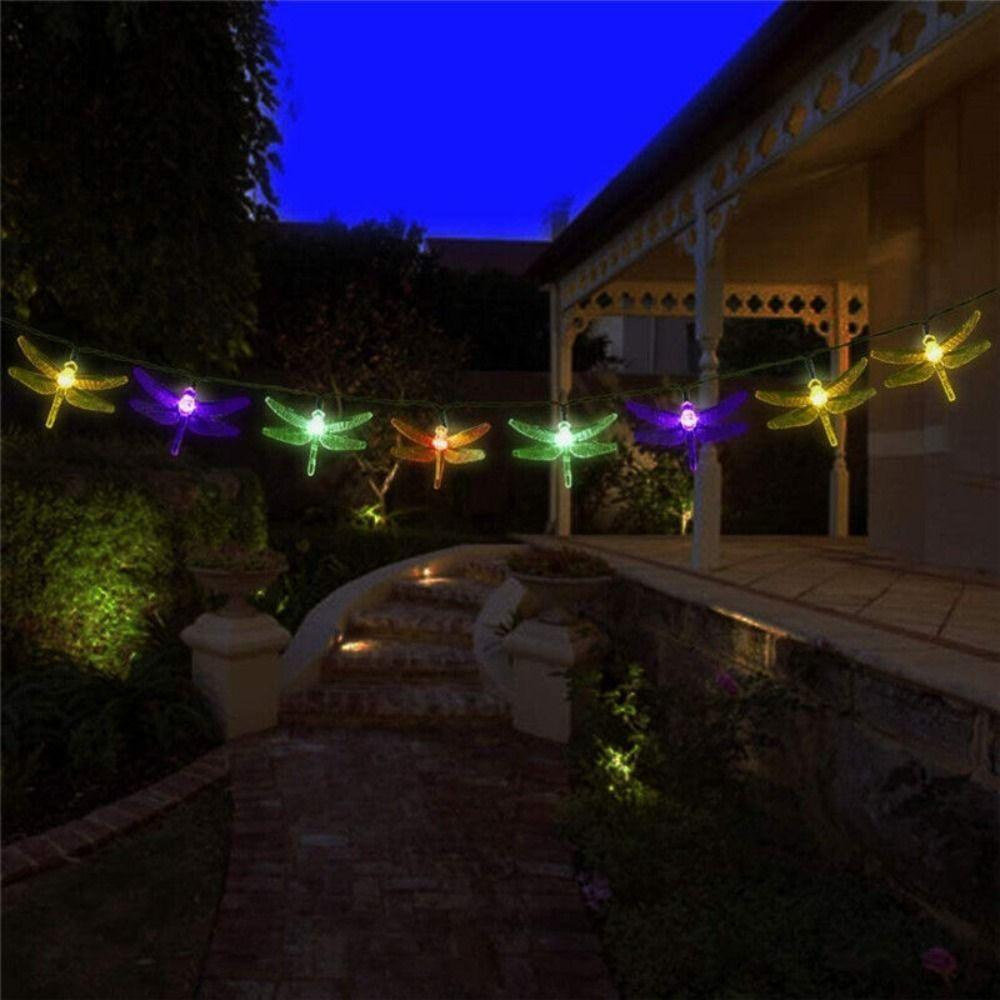 Garden Decoration Waterproof Outdoor Garlands Light Dragonfly String Lights Fairy Light Solar Lamp