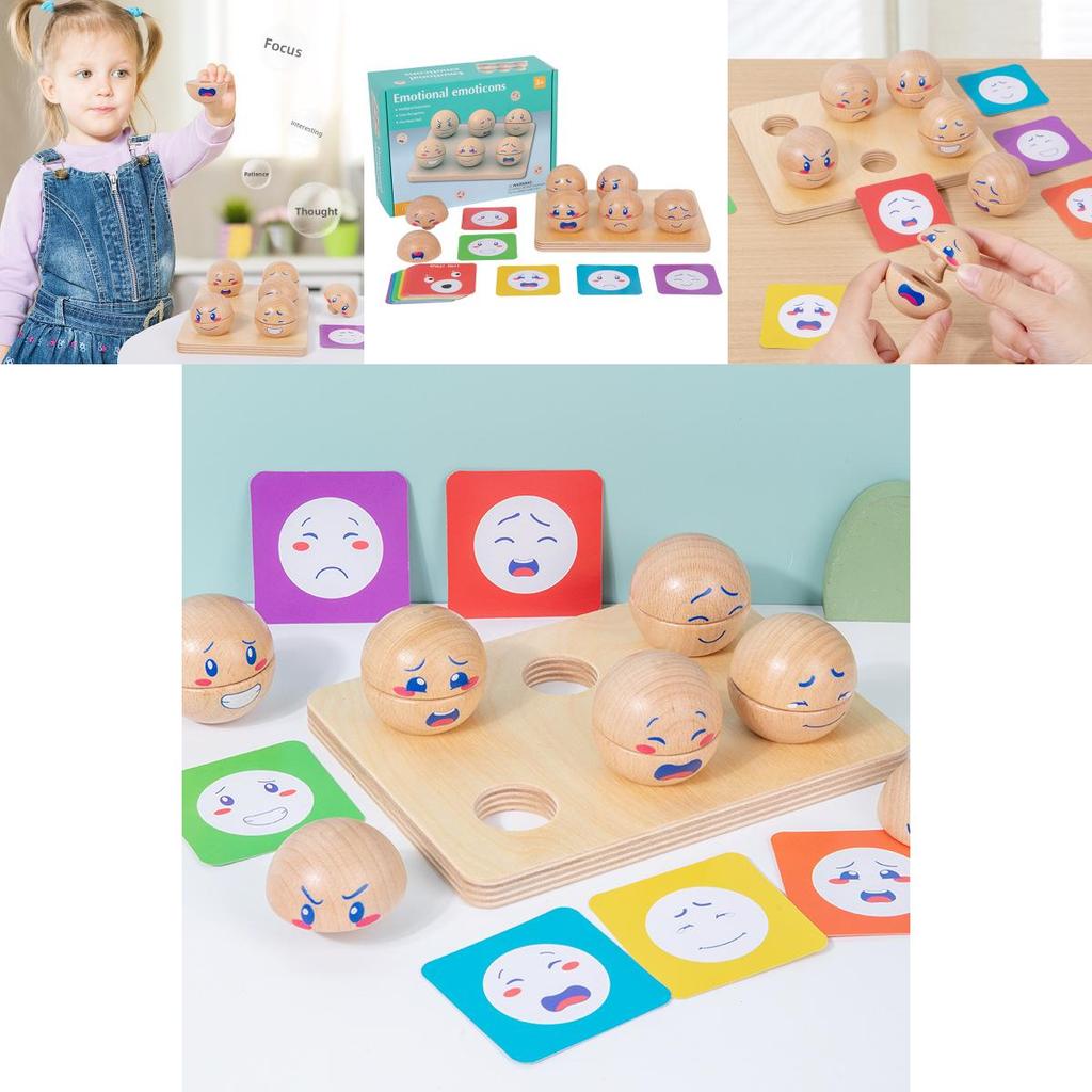 Wooden Emotional Expression Ball Educational Toy For Parent Child Interactive Play