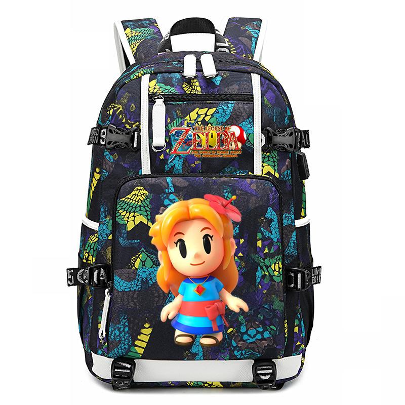 Zelda Zelda Plecak z Nadrukiem Akcesoria Outdoorowy Port USB Duża Pojemność Plecak Podróżny