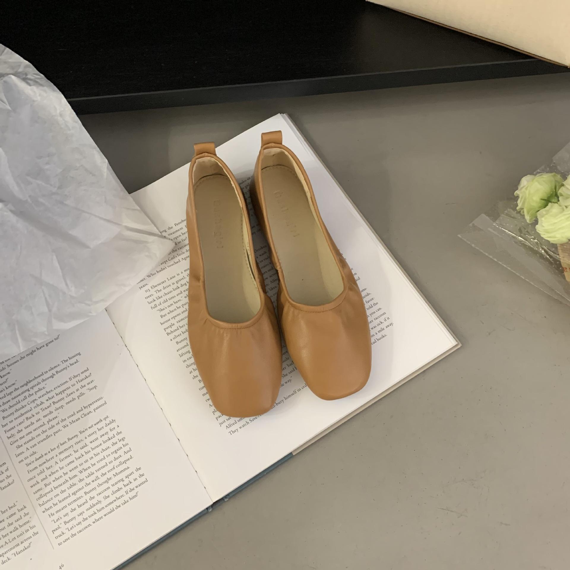 

Туфли-лодочки женские 2025 весна новая женские осенние из мягкой кожи на плоской подошве туфли бабушки ретро туфли Мэри Джейн 40