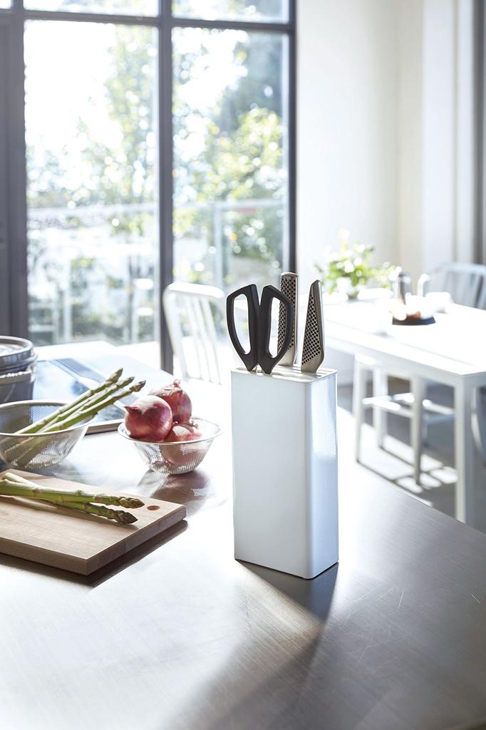 Yamazaki Jitsugyo Kitchen Knife Scissors Stand White W11 X D7 X Tower Knife Holder Knife Stand 3512 & Approx. H22.3cm
