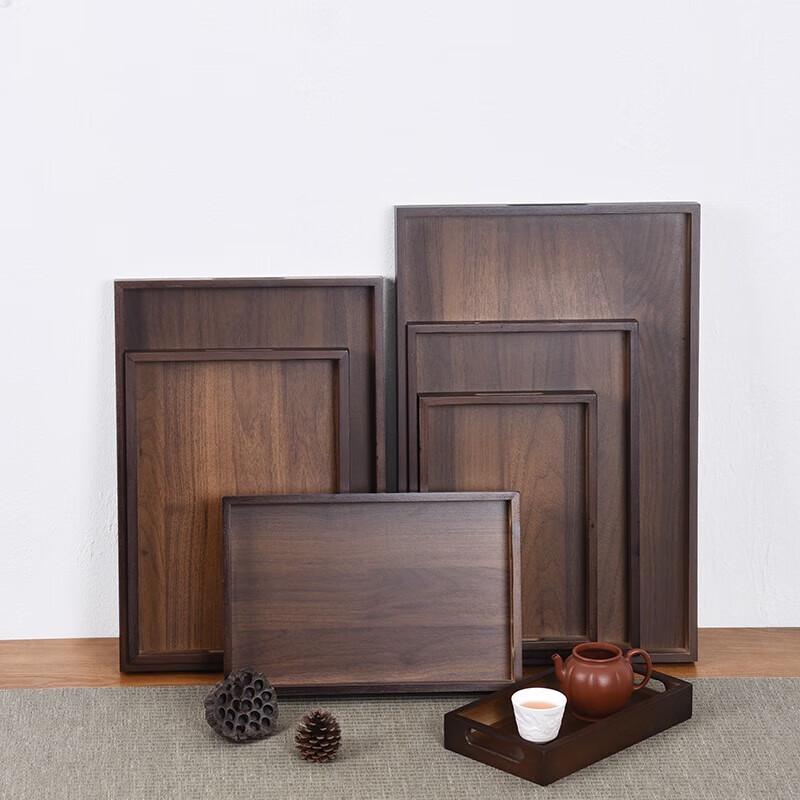 MOLUONA Walnut Wood Rectangular Tea Tray with Handles