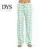 Loose Leg Women Trousers Long Pants Elastic Drawstring Waist Wide Casual Checked Pattern for Sporty Style Fit Home Versatile Leisure