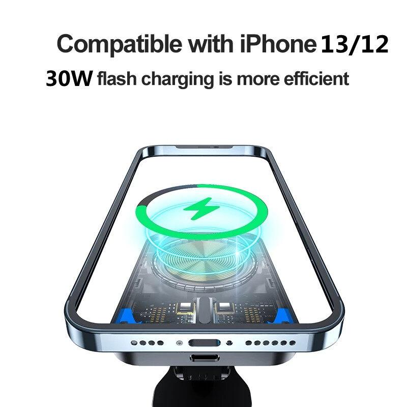 Magnetic Wireless Charger Car Air Vent Stand Phone Holder 30W Car Fast Charging Station For IOS 12 13 14 Pro MAX Mini Macsafe