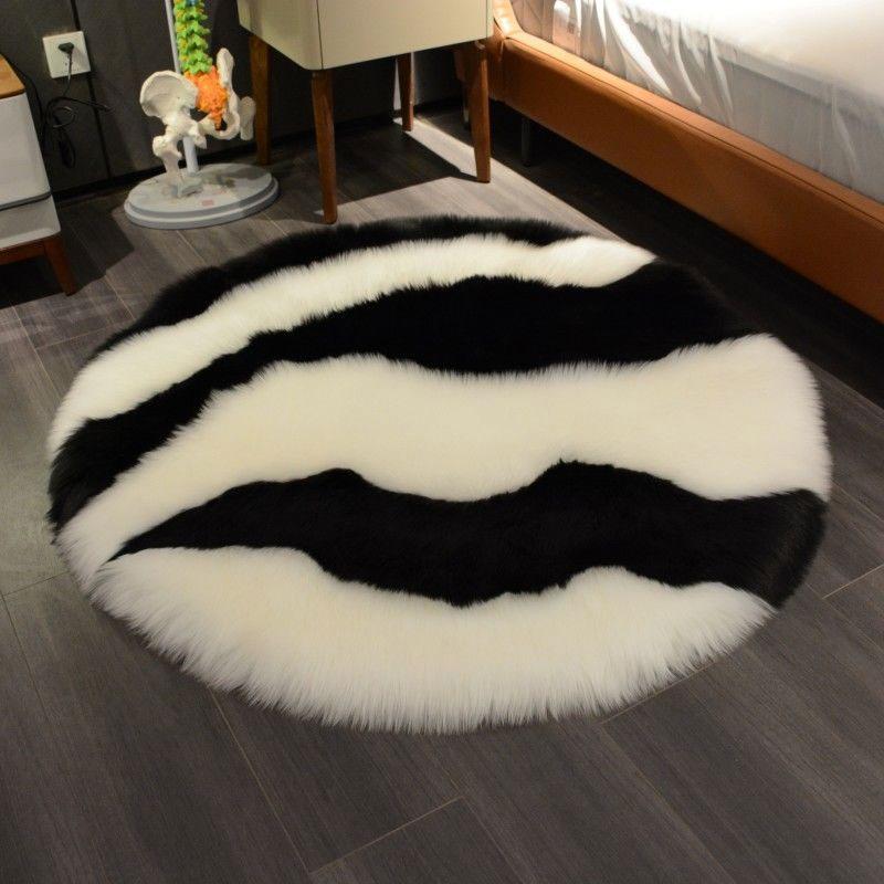 Soft Fluffy Faux Fur Rug Washable Living Room Bedside Shaggy Fur Rugs Plush Small Round Carpets Bedroom Floor Mats