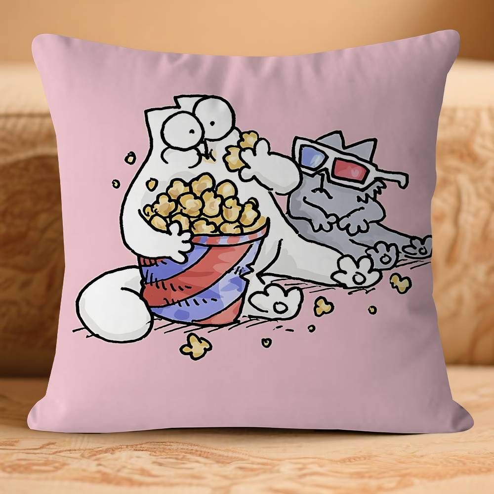 Cartoon-SIMONS CATS Pillow Case Removable Washable Cushion Cover – All-Season Soft Linen