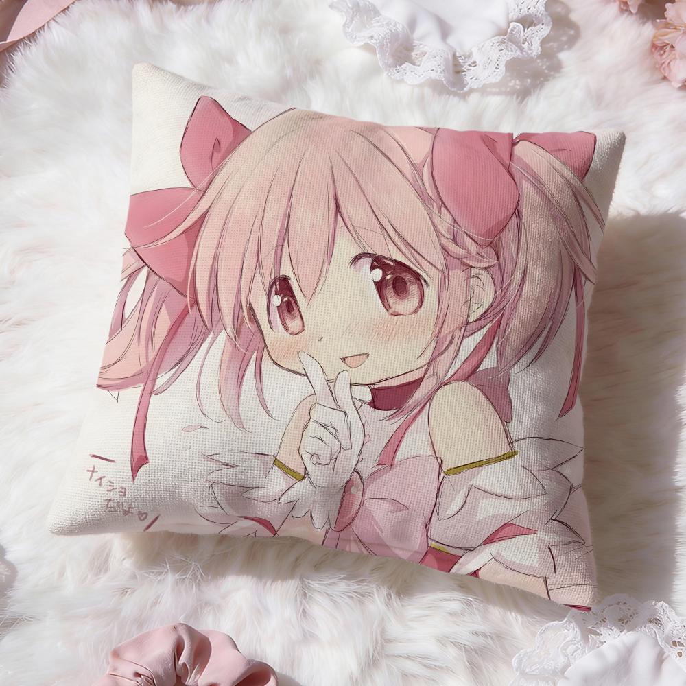 p-Puella Magi Madoka Magica Cushion Cover Premium Comfort Reversible Pillow Cove -Two in One Design for Any Room & Car Interior