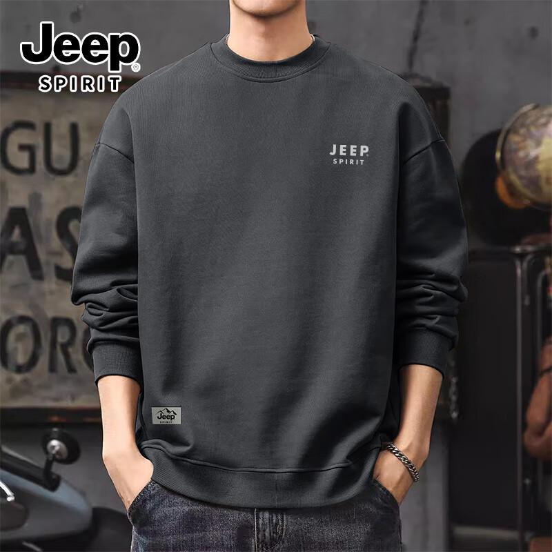 JEEP SPIRIT Men's Heavyweight Outdoor Round Neck Sweatshirt