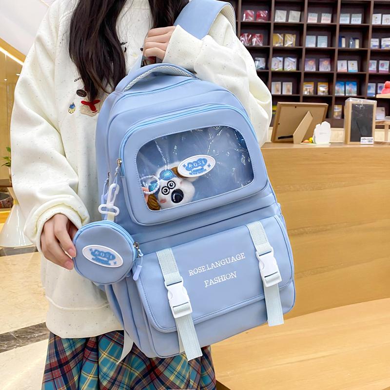 Three-Piece Schoolbag Set for Primary School Students Women's Letter Print Backpack College Style Large Capacity Backpack