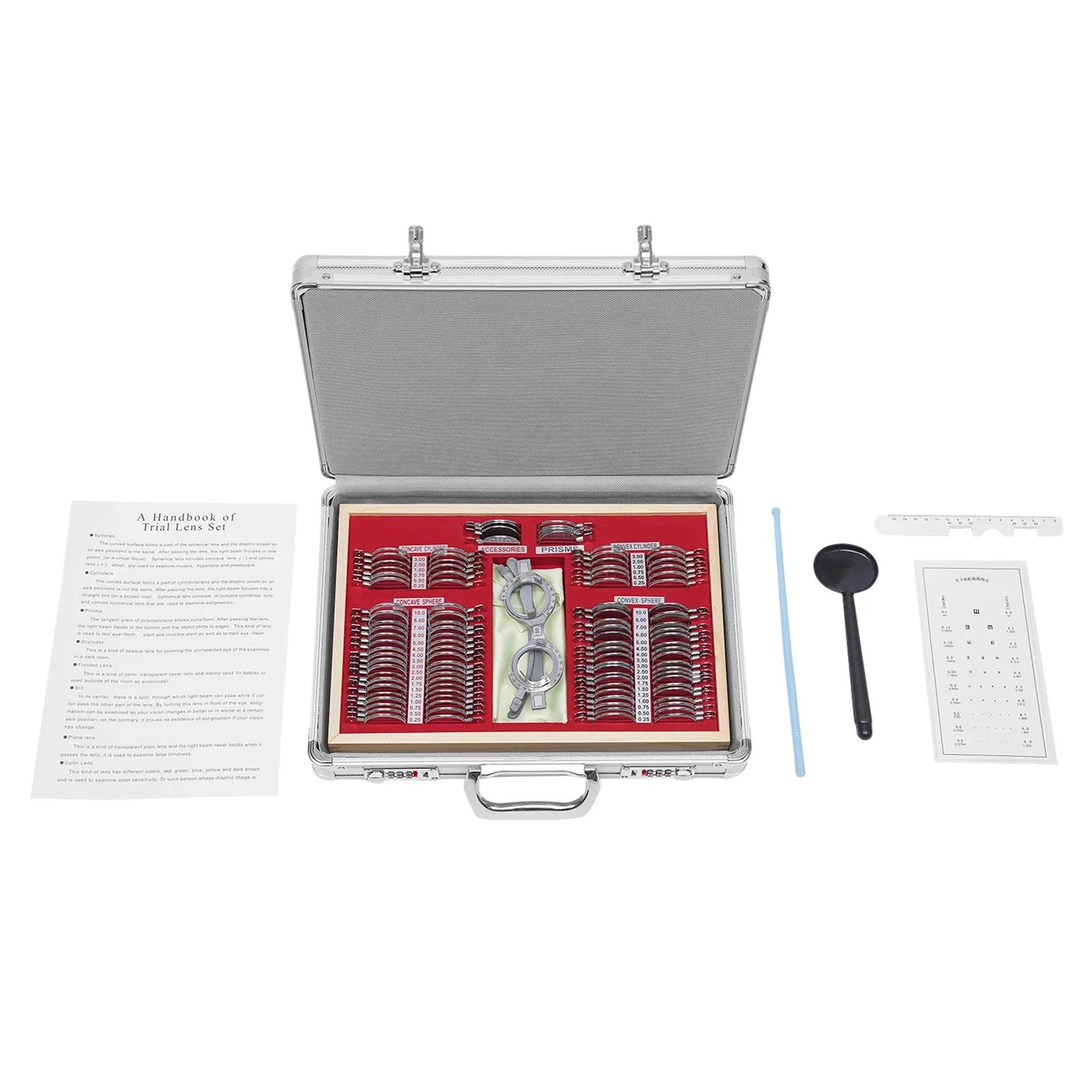 

104Pcs Testing Frame Optometry Kit, Trial Lens Set Kit, Metal Frame Box, Optical Testing Lens Precision Frame W/ Lens Silver Box серебряный