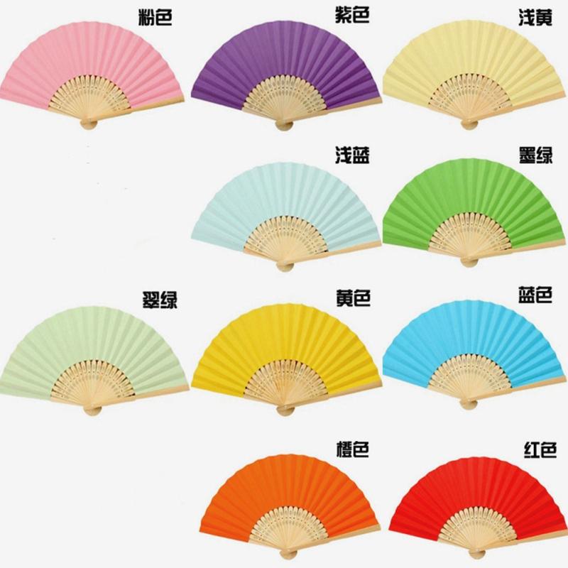 20pcs Colorful Paper Fan Handmade Foldable Children Painting Fan Practical Cooling Tool
