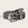 1pcs Rhinestone Belt for Women, Retro Decoration, Personality Belt, Subculture Black and Silver Sequin Belt S