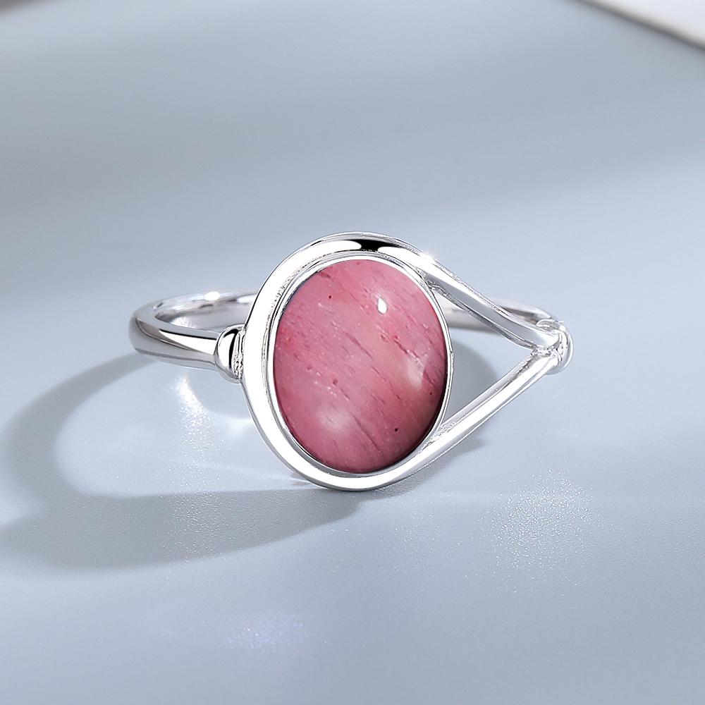 Dainty Natural Moonstone Ring 8*10MM Round Amethyst Agate Stone Vintage Silver Jewelry Ring For Women Party Anniversary Gifts