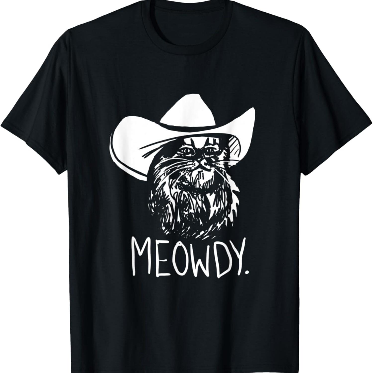 Meowdy Texas Cat Meme T-Shirt(6) S чёрный