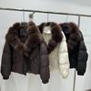 Winter New Natural Fox Big Fur Collar Down Jacket Women's Short Thickened Warm Loose White Duck Down Jacket
