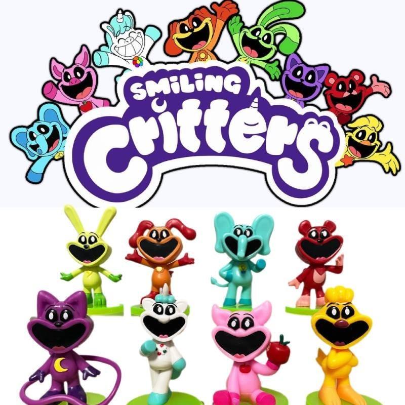 Adorable 8-9cm Smiling Animal Figurines Cake Toppers 8-pack 3d Models