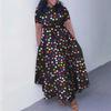 2024 New Women's African Lace Dress: Short-Sleeved, Large Swing, Plus Size, Elegant Fashion