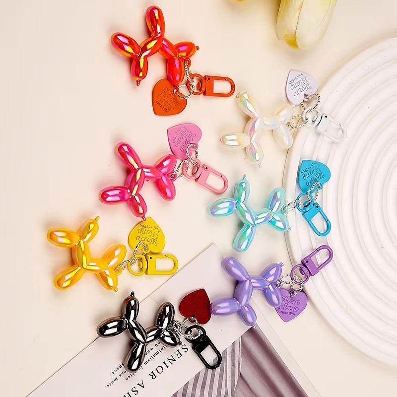 Cute Cartoon DIY Resin Balloon Dog Keychain For Women Girls Animal Shaped Phone Chain Key Buckle Accessories Bag Pendant