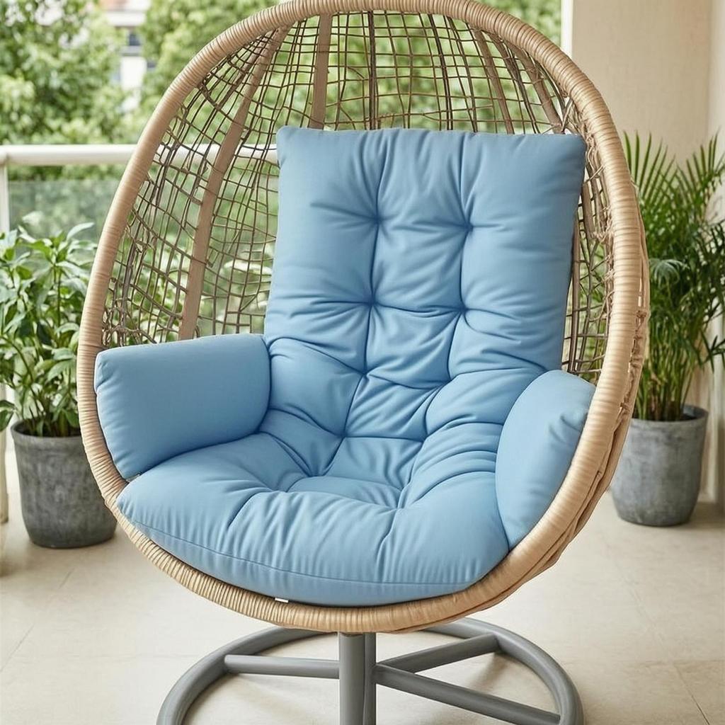 Hanging Oval Chair Cushion Tufted Egg Padded for Balcony, Sunroom, Reading