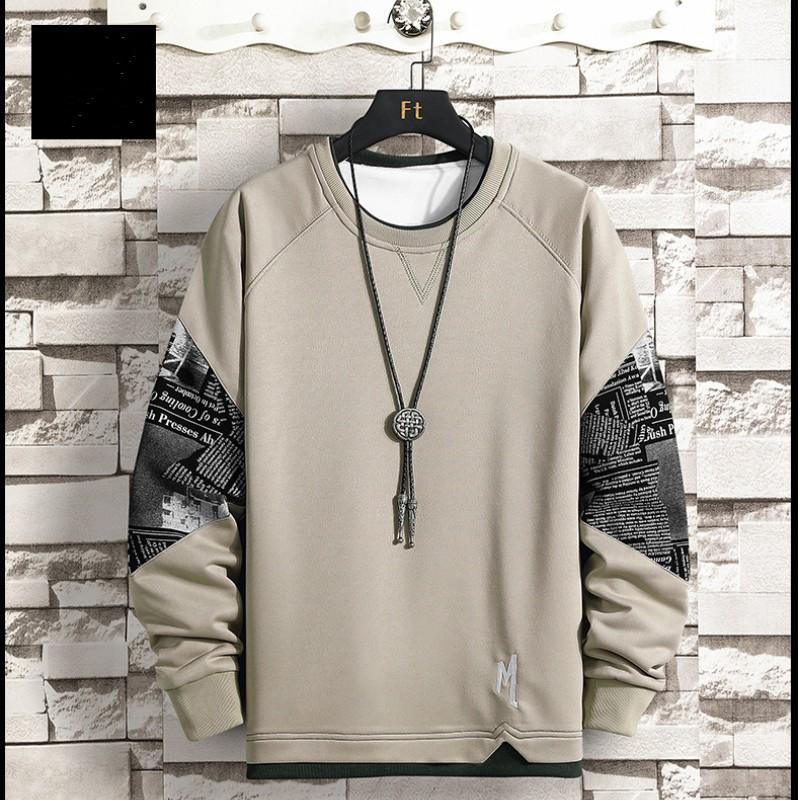 Men's Spring and Autumn New Solid Color Printed Loose Top Urban Simple Fashion Leggings Men's Hoodie