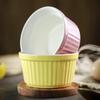 4Pcs Colorful Souffle Cups Ceramic Condiment Dish Dishwasher-Safe Fluted Porcelain Bowls  Desserts