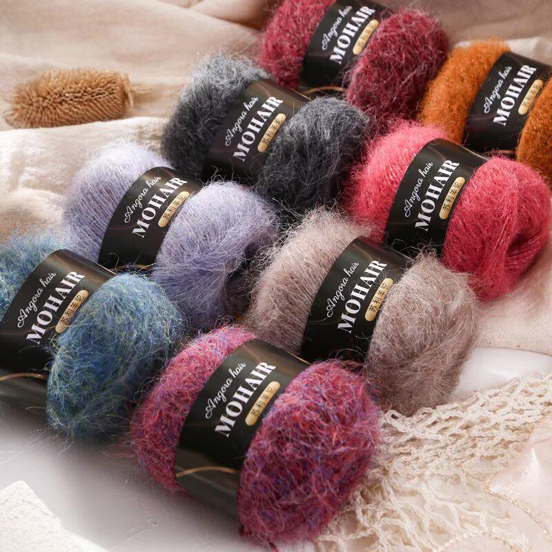 Multicolor Alpaca Mohair Gradient Hand-Knitted Medium Thickness Baby Blanket Shawl