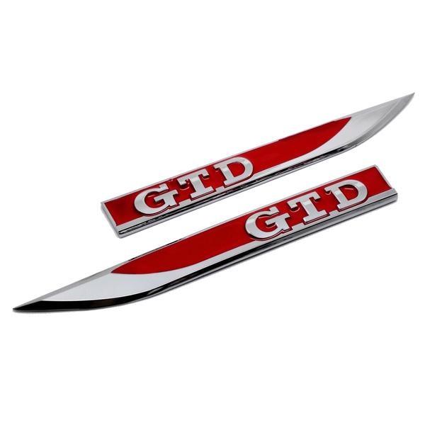 

2pcs 3D GTD logo Car Styling Metal Decals Car Side Fender Stickers Auto Emblem Badge for VW