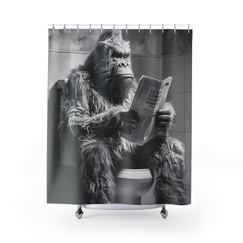 Funny Bigfoot Shower Curtain, Funny Shower Curtain of Bigfoot, Funny Bathtub Curtain
