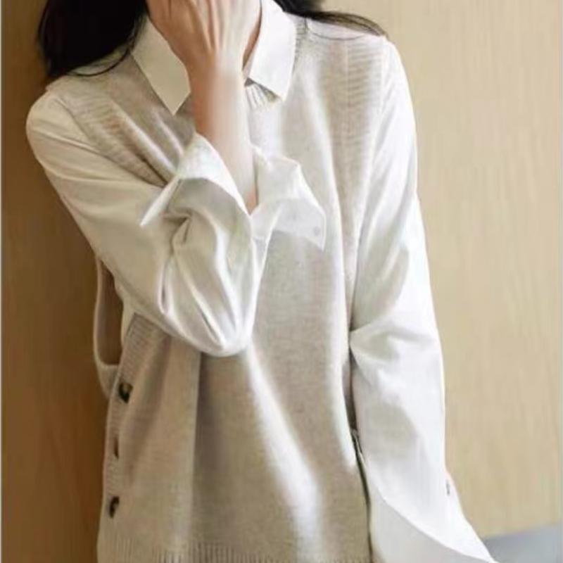 Woman Sweaters Sleeveless Knit Vest Loose Round Neck Sweater Female Femme Chandails Pull Hiver