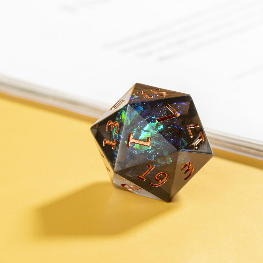 Yourandoll 5-Piece Polyhedral D20 Dice, 20-Sided Dice for Dungeons and Dragons, DND, TRPG, MTG, and Other Tabletop Games (Green and Black)