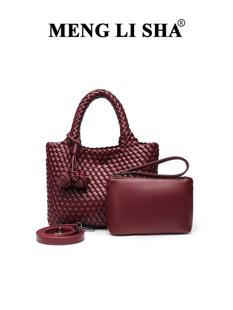 Borsa a Mano Intrecciata in Morbida Pelle di Nicchia Madre-Figlia per Donna - Borsa Tote alla Moda a Spalla Singola e Crossbody