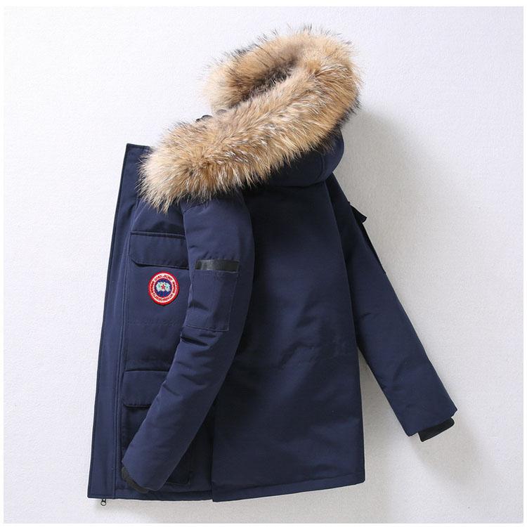 Down Jacket Men's Winter Minimalist Solid Color Fur Collar Hooded Warm Parka Casual Comfortable White Duck Down Coat Male